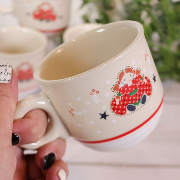 Vintage 1980 Noritake Epoch HOLIDAY JOY Mug Set 4Pc 8200 Doll Christmas - Picture 11 of 11
